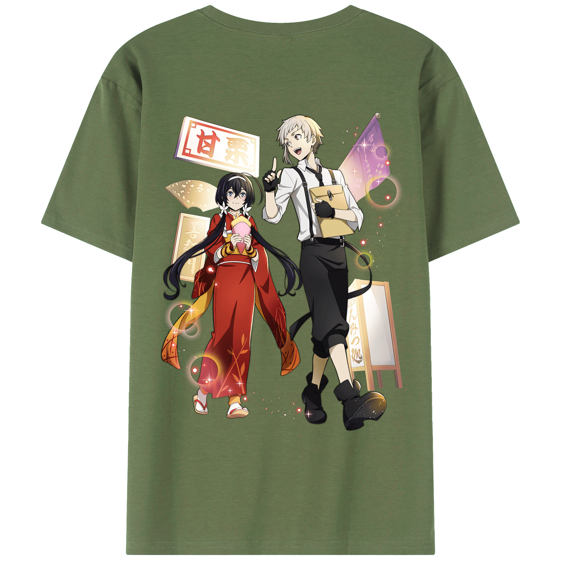 （画像用） 文豪ストレイドッグス Bungo Stray Dogs 綿100％ メンズ半袖Tシャツ（バックプリント） 通気性